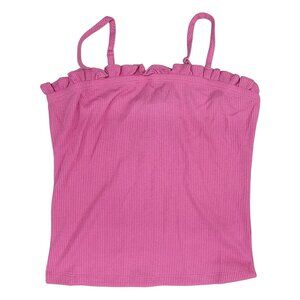 White Birch Tank Top Ruffle Top Ribbed Pink Womens Med  New in Bag